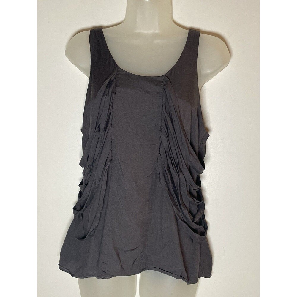 Loeffler Randall Black Draped Silk Tank Top